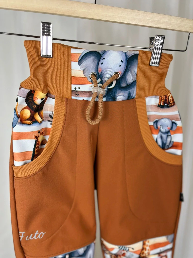 Softshellové kalhoty s fleecem- Safari zvířátka