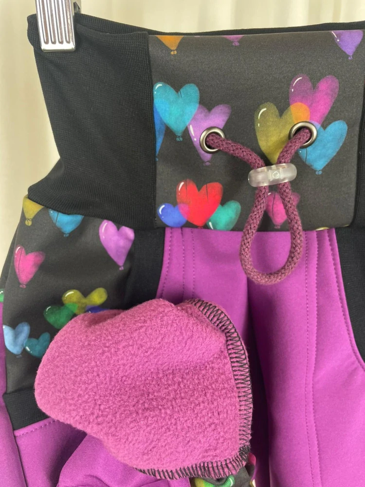 Softshellové kalhoty s fleecem- Srdíčka