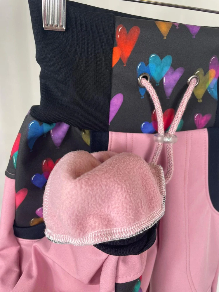 Softshellové kalhoty s fleecem- Srdíčka